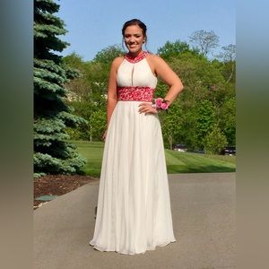 Sherri Hill white and red long dress size 8.